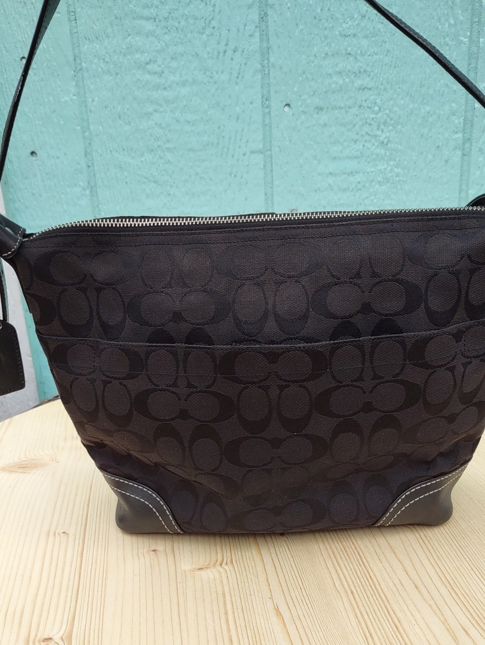 Coach Black Signature Canvas Shoulder Messenger Bag